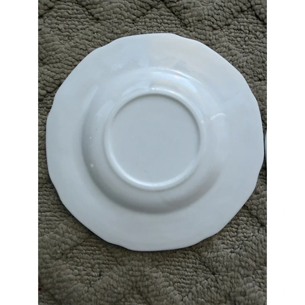 Milk Glass Floral Band Saucer for cup Indiana Glass Company Set Of 2